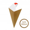 Eco-Friendly Fry Cone with Sauce Cup 900ml / 500g – 500pcs - French Fry Packaging