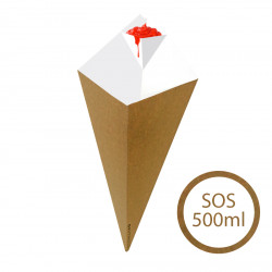 Eco-Friendly Fry Cone with Sauce Cup 500ml / 400g – 500pcs - French Fry Packaging