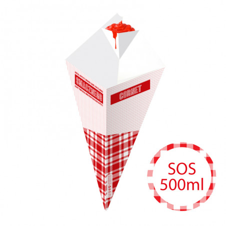 Take Away-Friendly Fry Cone with Sauce Cup 500ml / 400g – 500pcs - French Fry Packaging - 1