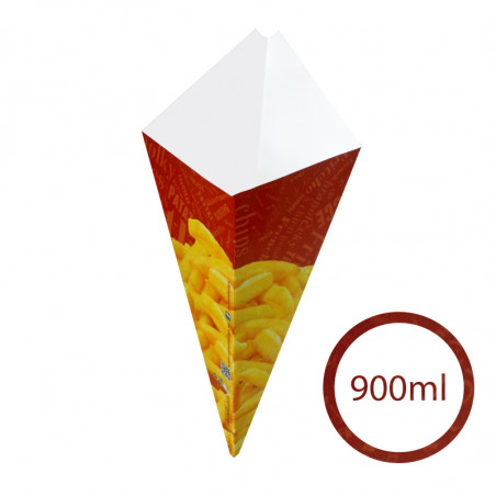 CORNET-Friendly Fry Cone 900ml / 500g - 500pcs - French Fry Packaging - 2