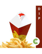 Belgian fries cone with sauce cup - Convenient and aesthetic packaging for Belgian fries with a sauce or dip addition.